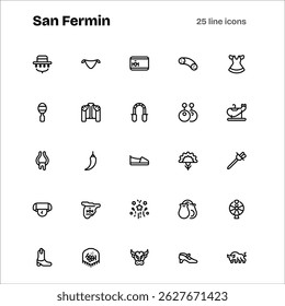 San Fermin Icons with line style, perfect for user interface projects
