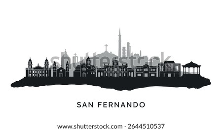 San Fernando City Silhouette with Trinidad  Tobago.