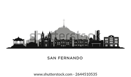 San Fernando City Skyline Silhouette with Trinidad.