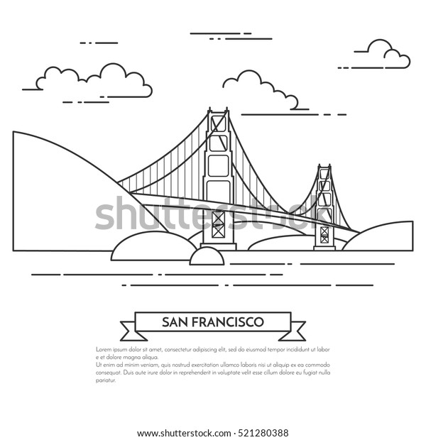 San Francisco Banner City Landscape Famous Stock Vector (Royalty Free ...