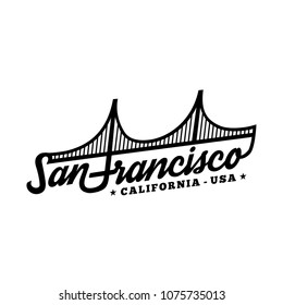 San Francisco. Black and white lettering design. Decorative inscription. Vintage vector and illustration. 