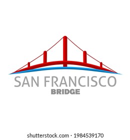 The san francisco bridge architecture is one of the landmarks in America. Ilustration bridge design icon logo.