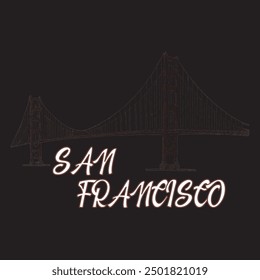 San Francisco bridge typography graphic print , Abstract fashion drawing and creative design for t-shirts, mugs, graphic tee, sweatshirt, cases, etc. Illustration in modern 