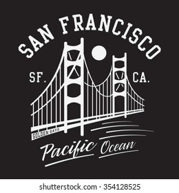 San francisco bridge typography, t-shirt graphics, vectors