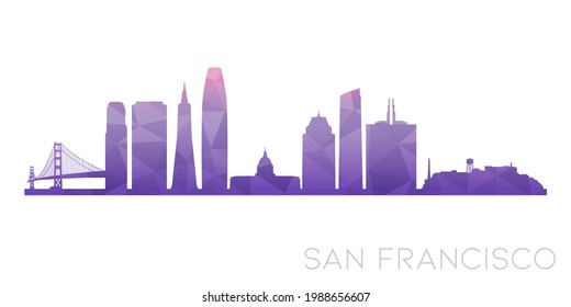 San Francisco, CA, USA Low Poly Skyline Clip Art City Design. Geometric Polygon Graphic Horizon Icon. Vector Illustration Symbol.