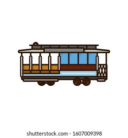 San Francisco cable car illustration. Public transport isolated color vector symbol.