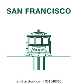 San Francisco Cable Car  Line Art Illustration