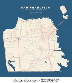 San Francisco California map vector poster flyer