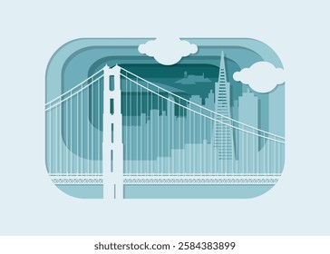 San Francisco California paper skyline vector illustration