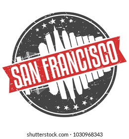 San Francisco California Round Travel Stamp. Icon Skyline City Design Vector Badge Illustration Seal. 