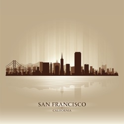 San Francisco, California Skyline City Silhouette