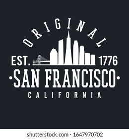 San Francisco California Skyline Original. A Logotype Sports College and University Style. Illustration Desig