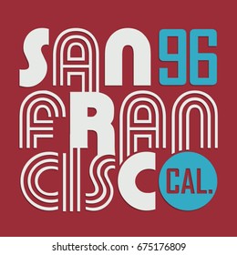 San Francisco California typography, tee shirt graphics, vectors