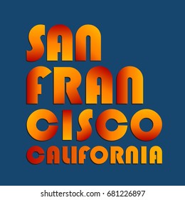 San Francisco California typography, t-shirt graphics, vectors