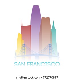 San Francisco California USA Icon Silhouette Gradient Design City Vector Art