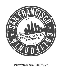 San Francisco California USA Stamp Logo Icon Symbol Design Skyline City.