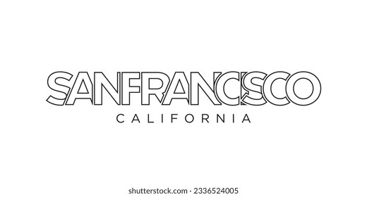 San Francisco, California, USA typography slogan design. America logo with graphic city lettering for print and web products.