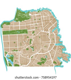 San Francisco, California (USA) vector map