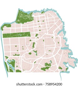 San Francisco, California (USA) vector map