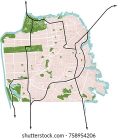 San Francisco, California (USA) vector map