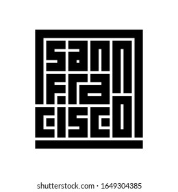 San Francisco Calligraphy Logo in black color and block code style