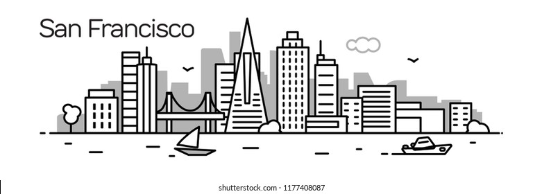 San Francisco city.For banner, web page, cards, presentation. Vector illustration