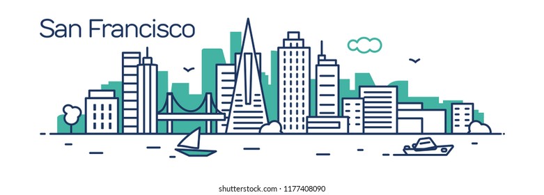 San Francisco city.For banner, web page, cards, presentation. Vector illustration