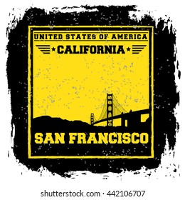 San Francisco City concept. Logo. Label. T-shirt design. SF. Creative poster design.
