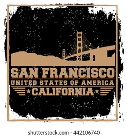 San Francisco City concept. Logo. Label. T-shirt design. SF. Creative poster design.
