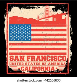 San Francisco City concept. Logo. Label. T-shirt design. SF. Creative poster design.