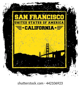 San Francisco City concept. Logo. Label. T-shirt design. SF. Creative poster design.
