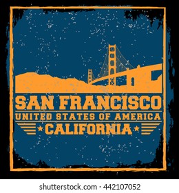 San Francisco City concept. Logo. Label. T-shirt design. SF. Creative poster design.