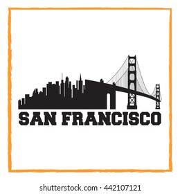 San Francisco City concept. Logo. Label. T-shirt design. SF. Creative poster design.