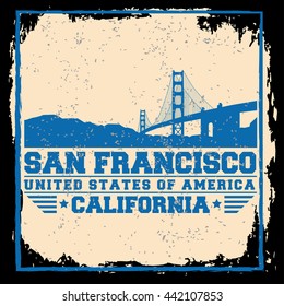 San Francisco City concept. Logo. Label. T-shirt design. SF. Creative poster design.
