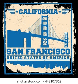 San Francisco City concept. Logo. Label. T-shirt design. SF. Creative poster design.