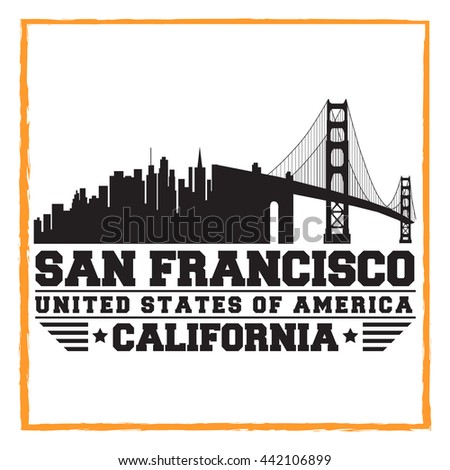 San Francisco City concept. Logo. Label. T-shirt design. SF. Creative poster design.
