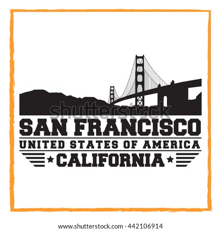 San Francisco City concept. Logo. Label. T-shirt design. SF. Creative poster design.