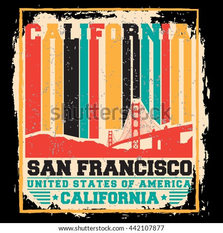 San Francisco City concept. Logo. Label. T-shirt design. SF. Creative poster design.