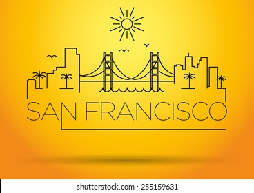 San Francisco City Line Silhouette Typographic Design