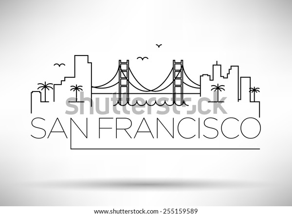 San Francisco City Line Silhouette Typographic Stock Vector (Royalty ...