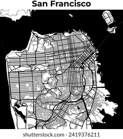 San Francisco City Map, Cartography Map, Street Layout Map