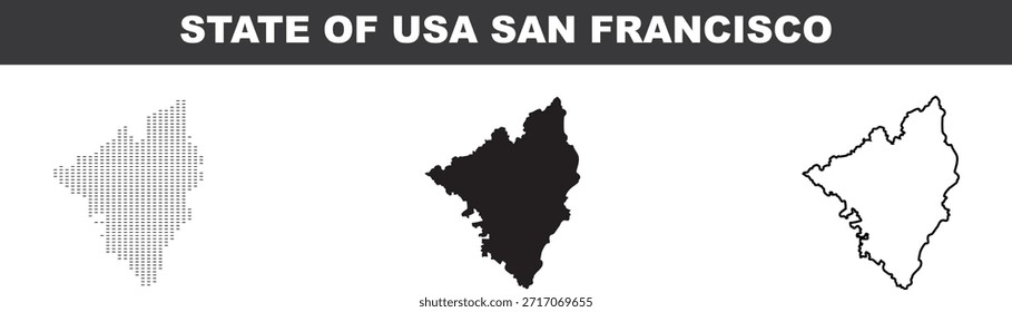 Mapa da cidade de São Francisco em diferentes estilos sobre fundo branco