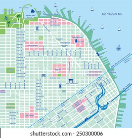 San Francisco City Map San Francisco City Map Vector Illustration Stock Vector (Royalty Free)  250300006 | Shutterstock