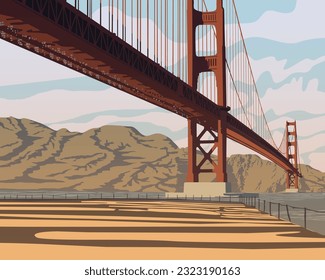 San Francisco city in North America, USA, California. Golden Gate Bridge.