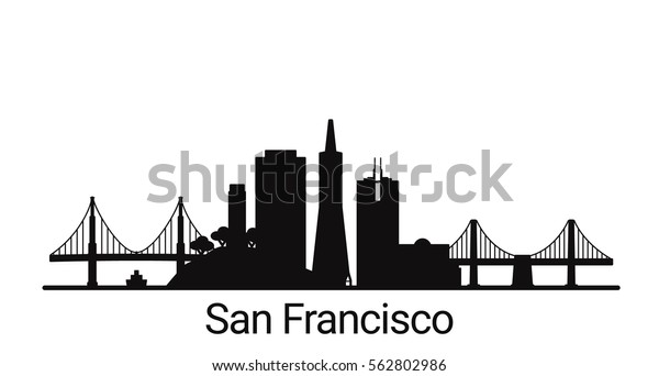 San Francisco City Outline Skyline All Stock Vector (Royalty Free ...