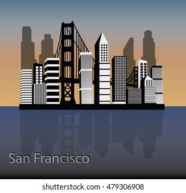 San Francisco city skyline detailed silhouette. Vector illustration.