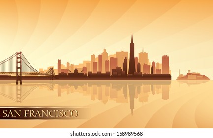 San Francisco city skyline silhouette background. Vector illustration