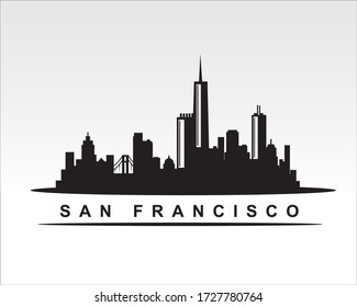 San Francisco city skyline silhouette building Background vector illustration