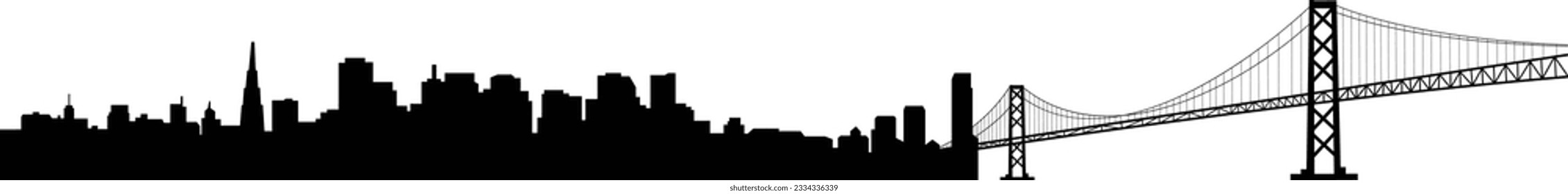 San francisco city skyline silhouette in black color