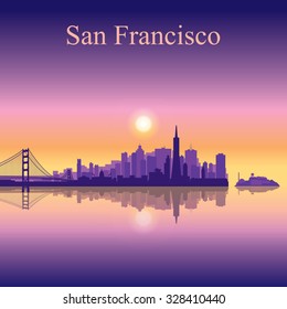 San Francisco city skyline silhouette background, vector illustration